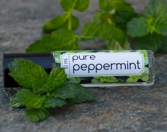 Essential Oil-Roller Bottle-Pure Drops-Pure-Peppermint-Essential Oils-Roll On-10ml-Aromatherapy-Therapeutic Essential Oil-Headache-Tension
