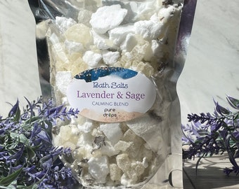 Bath Salts-Bath Products-Bath-Gift-Lavender-Gifts for Her-Mother's Day Gifts-Essential Oils-Bath Soak-Crystal Bath Salts-Herbal-Calm-Salt