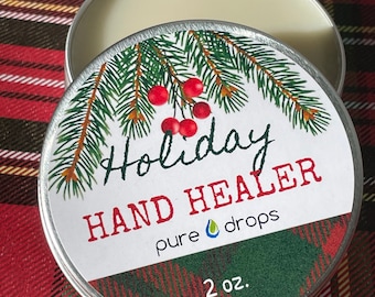 Christmas Scented Hand Salve: Natural Essential Oils, Stocking Stuffer (2oz)