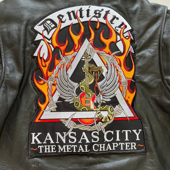 XElement Leather Motorcycle Biker Jacket Kansas C… - image 4