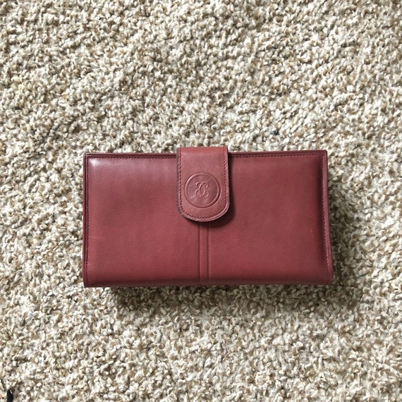 Vintage Checkbook Clutch Bosca Bifold Leather KissL… Gem