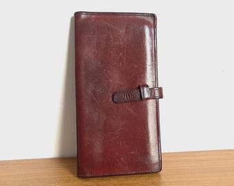 Zeldzame vintage coach rode waterbuffel portemonnee met verborgen chequeboek