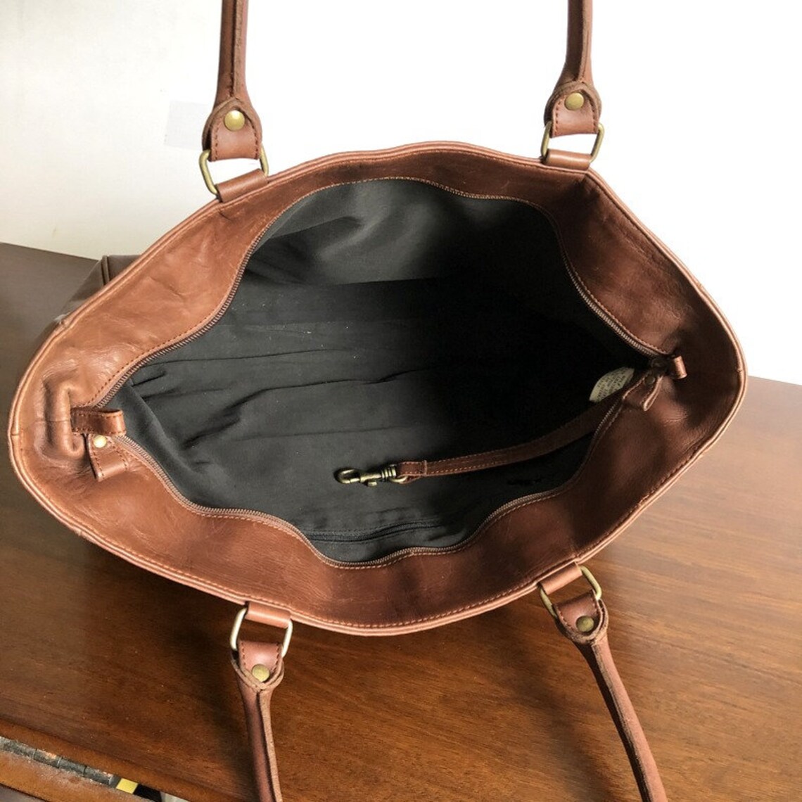 Vintage EDDIE BAUER Xlarge Brown Leather Tote Shopper Bag Etsy