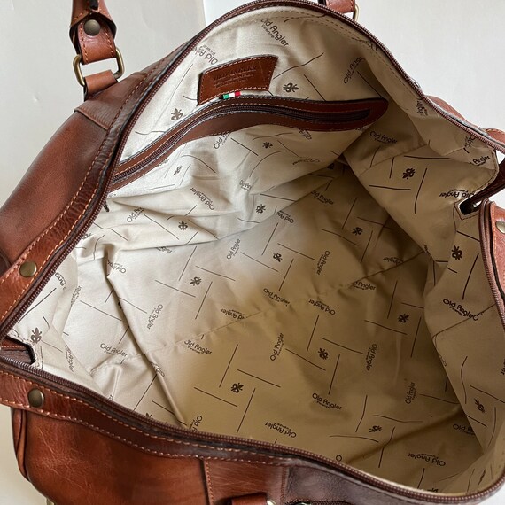 Old Angler Leather Duffel Bag Zip Closure Made in Ita… Gem