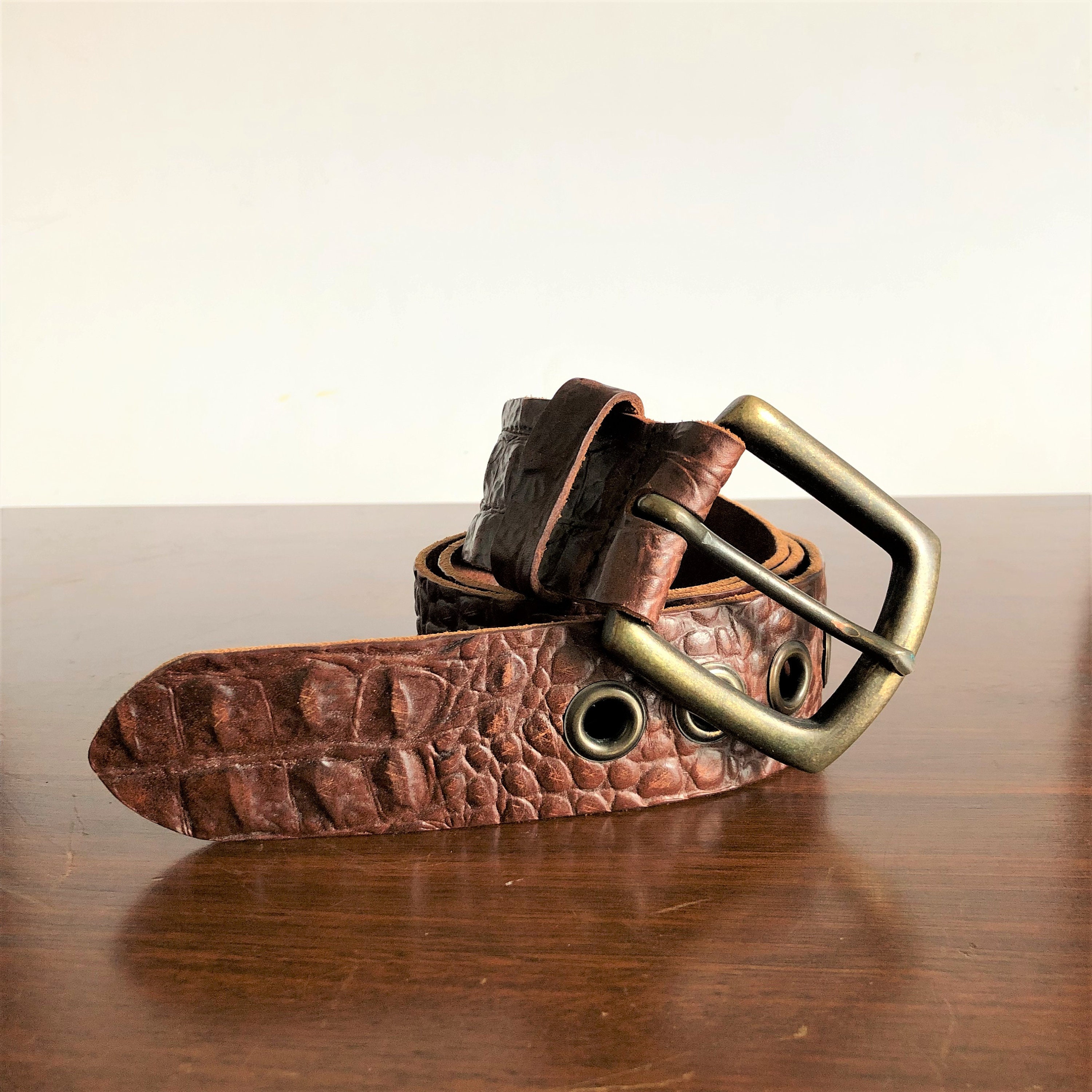 Giorgio Armani alligator Leather Belt vintage Giorgio Armani Brown Crocodile Leather Belt | Harrods US main image 2