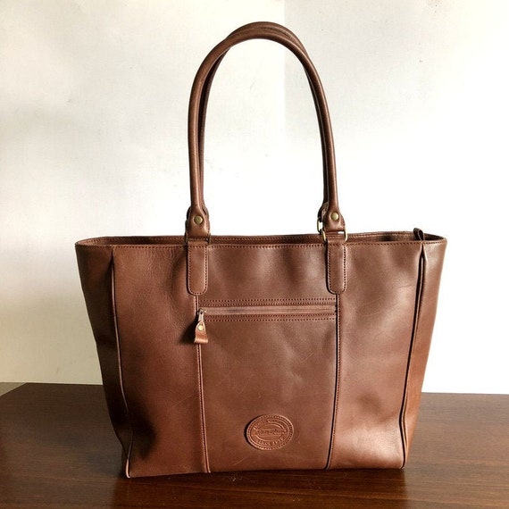 Vintage EDDIE BAUER Xlarge Brown Leather Tote Shopper Bag | Etsy