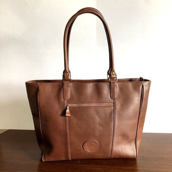 Vintage EDDIE BAUER Xlarge Brown Leather Tote Shopper Bag Etsy