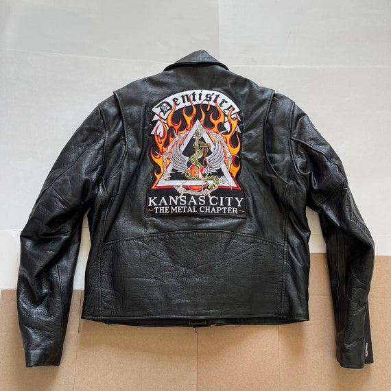XElement Leather Motorcycle Biker Jacket Kansas C… - image 1