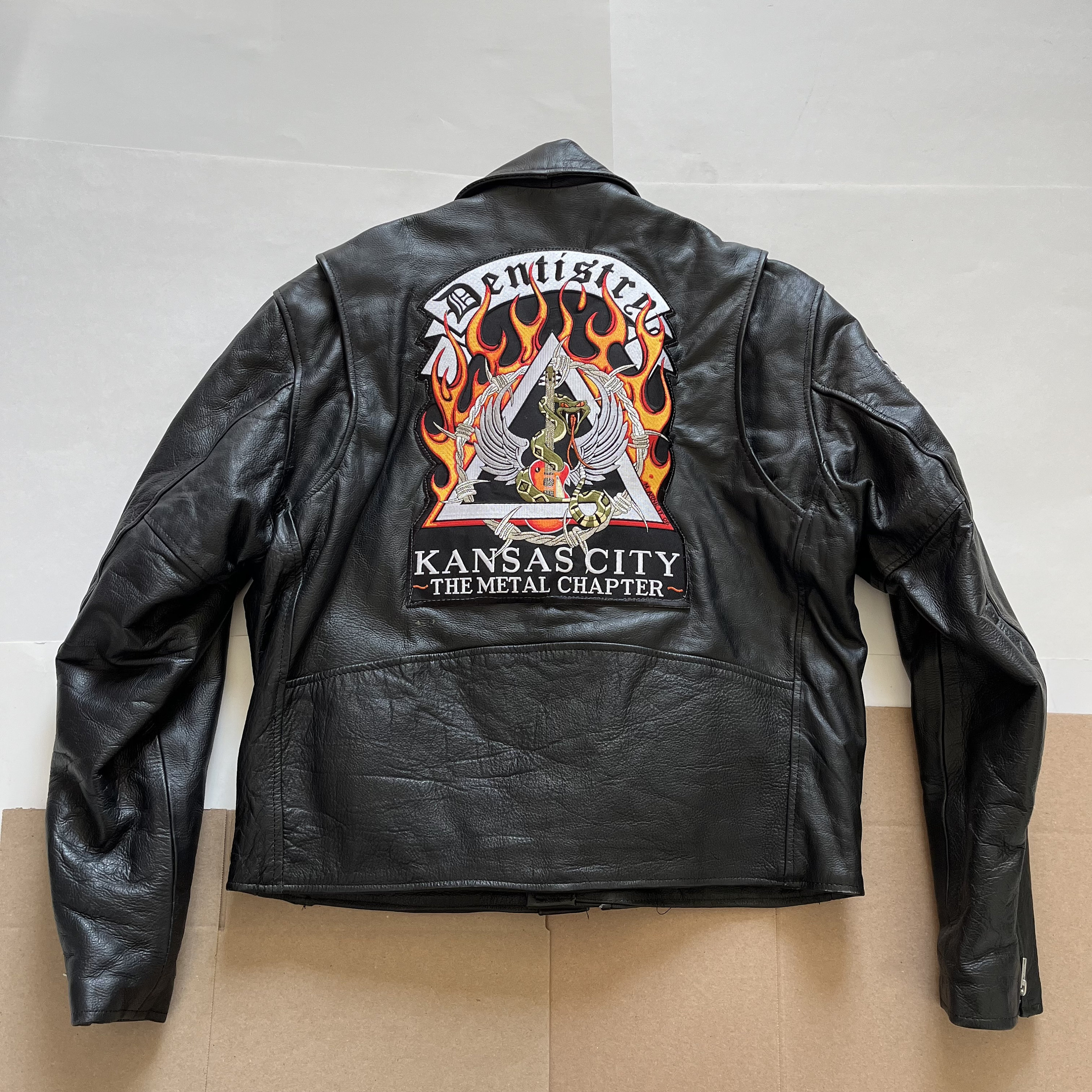 Xelement Leather Motorcycle Biker Jacket Kansas City Metal