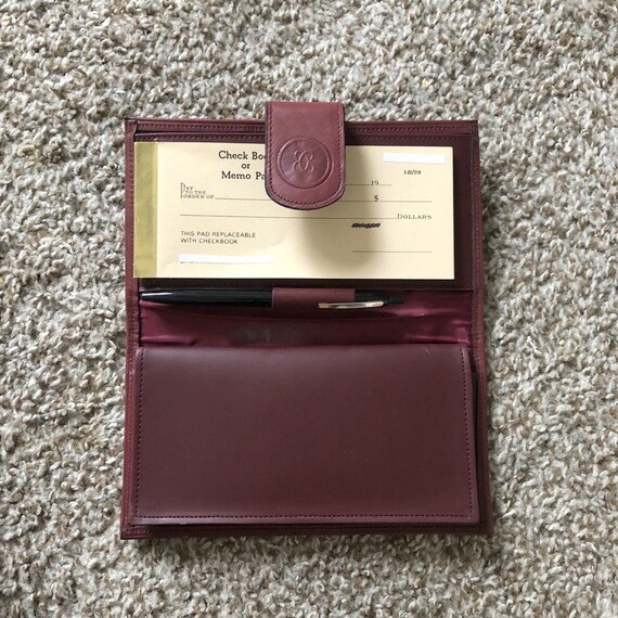 Vintage Checkbook Clutch Bosca Bifold Leather KissL… Gem