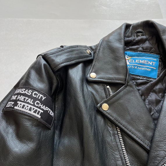 XElement Leather Motorcycle Biker Jacket Kansas C… - image 5