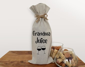 Grandma Juice Wine Bag, Grandma Mothers Day Gift, Grandma Wine Bag Gift, Mom Wine Bag New Grandma Gift Present for Grandmother Wine Gift Bag