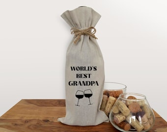 World's Best Grandpa Wine Bag, Wine Grandpa Present, Wine Lover Gift, Grandpa Father's Day gift, Grandpa Birthday Gift, Grandparents Gifts