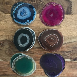 Agate Coaster Set- Agate Slice, Stone Coasters, Agate Wedding, Agate Decor, Agate Geode, Geode Coasters, Blue Agate, black friday sale