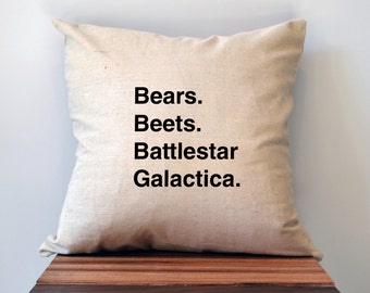 The Office Bears Beets Battlestar Galactica Pillow Cover, 18 x 18 Pillow Cover, The Office Pillow Cover, Dwight Shrute, C