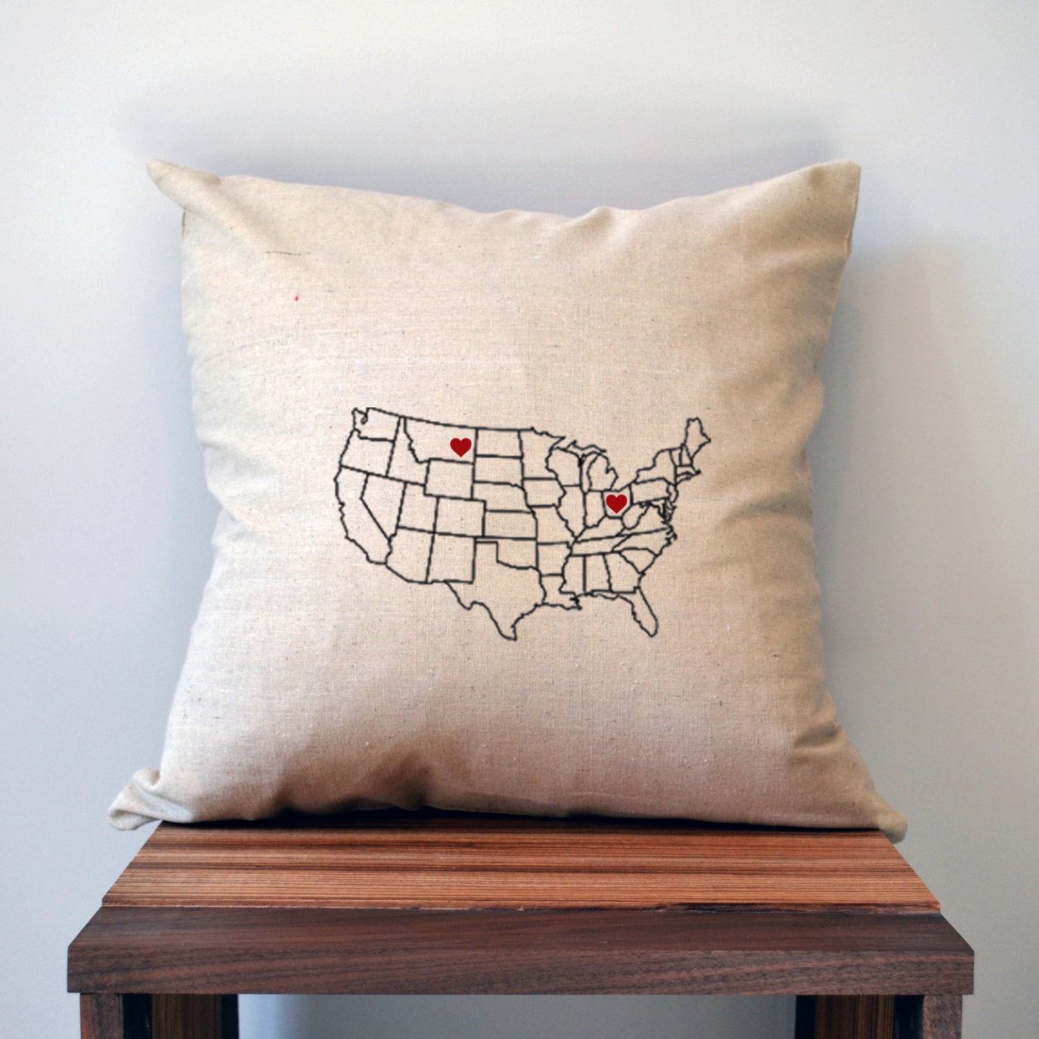 Custom US Map Pillow Cover 18 x 18 Pillow Cover Personalized Etsy