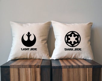 Light Side Dark Side, Star Wars Pillow Cover Set, 18 x 18, Rebel Alliance, Galactic Empire, Wedding,  Star Wars Decor, black friday sale