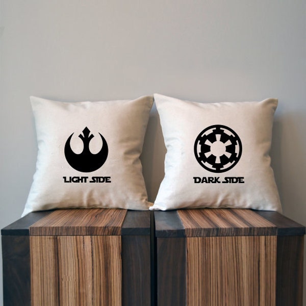 Light Side Dark Side, Star Wars Pillow Cover Set, 18 x 18, Rebel Alliance, Galactic Empire, Wedding,  Star Wars Decor, black friday sale