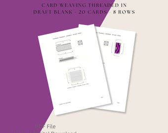 Card Weaving Threaded In Draft Blank,  20 Cards 8 Rows, Weaving Draft, Digital Download, PDF File