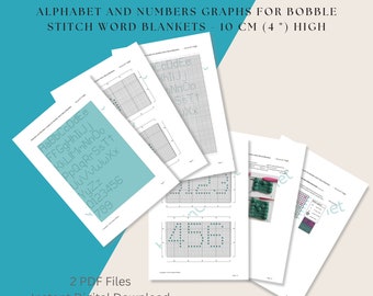 Alphabet and Numbers Graphs for Bobble Stitch Crochet Word Graph Blankets 10 cm (4 ") high,  Crochet Pattern, Digital Download, PDF File