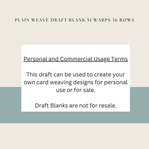 Plain Weave Draft Blank, 51 Warps 36 Rows, Weaving Blank, Digital Download, PDF File