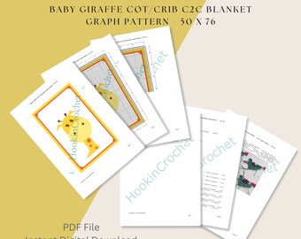 Baby Giraffe Cot/Crib C2C Blanket Graph Pattern - 50 x 76, Corner to Corner, Crochet Pattern, Digital Download, PDF File