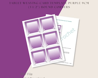 Tablet Weaving Card Template, Purple, 9cm (3 1/2"), Round Corners, Digital Download, PDF File