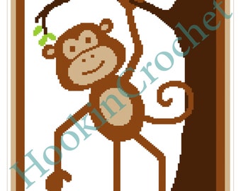 Monkey Cot/Crib SC Blanket Graph Pattern - 130 x 234
