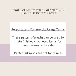 Single Crochet Stitch Graph Blank, 130 Columns x 235 Rows, Digital Download, PDF File