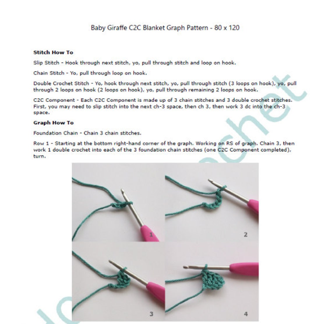 Baby Giraffe C2C Blanket Graph Pattern Etsy Australia