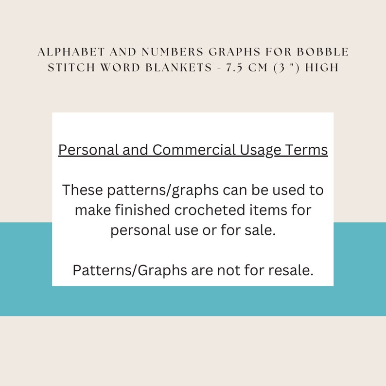 Alphabet and Numbers Graphs for Bobble Stitch Crochet Word Graph Blankets 7.5 cm (3 ") high, Crochet Pattern, Digital Download, PDF File