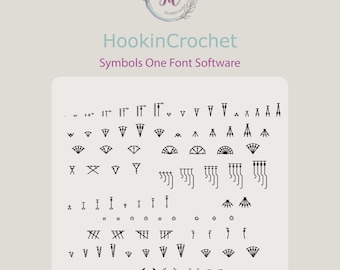 HookinCrochet Symbols 1 Font Software, Windows, Mac, Crochet Font, Crochet Symbols, Crochet Chart Pattern, Create Crochet Charts