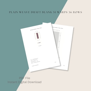 Plain Weave Draft Blank, 51 Warps 36 Rows, Weaving Blank, Digital Download, PDF File