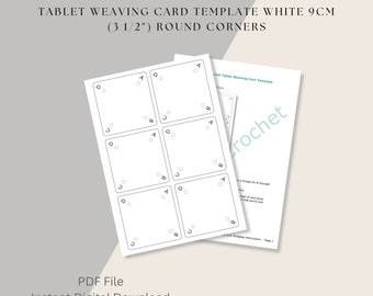 Tablet Weaving Card Template, White, 9cm (3 1/2"), Round Corners, Digital Download, PDF File