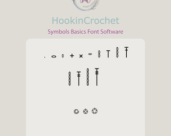 HookinCrochet Symbols Basics Font Software, Windows, Mac, Crochet Font, Crochet Symbols, Crochet Chart Pattern, Create Crochet Charts