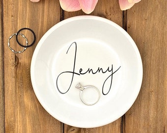 LAST CHANCE ITEM - Personalized Jewelry Dish - Ceramic Jewelry Dish - Ring Holder - Bridesmaid Gift - Wedding Gift - Birthday Gift