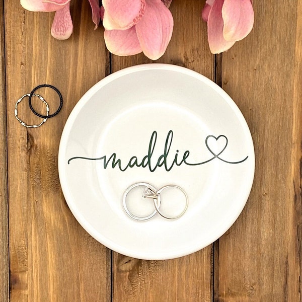 LAST CHANCE ITEM - Personalized Jewelry Dish - Ceramic Jewelry Dish - Ring Holder - Bridesmaid Gift - Wedding Gift - Birthday Gift