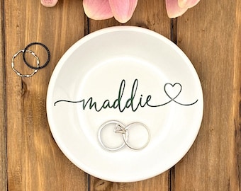 LAST CHANCE ITEM - Personalized Jewelry Dish - Ceramic Jewelry Dish - Ring Holder - Bridesmaid Gift - Wedding Gift - Birthday Gift