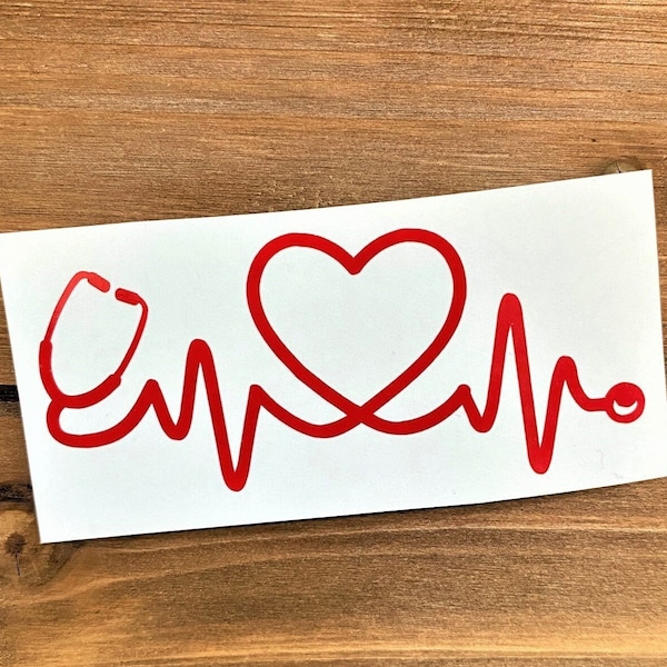Heartbeat Stethoscope Decal - Heart - Medical Decal