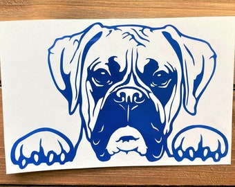 Vinyl Aufkleber Decal Car WALL Boxer Hund niedlich freche gucken Deutsche Kennel Club Vinyl Aufkleber Decal Car WALL Boxer Hund niedlich freche gucken Deutsche Kennel Club