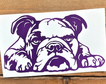 English Bulldog Decal - Peeking English Bulldog - Peeking Bulldog - Bulldog Sticker - Dog Decal - Dog Sticker