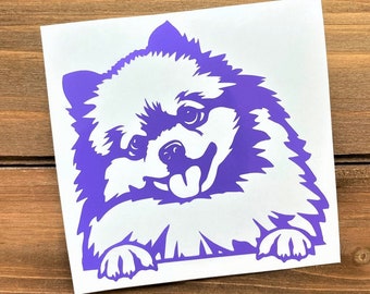 Pomeranian Decal - Peeking Pomeranian - Pomeranian Sticker - Dog Decal - Dog Sticker
