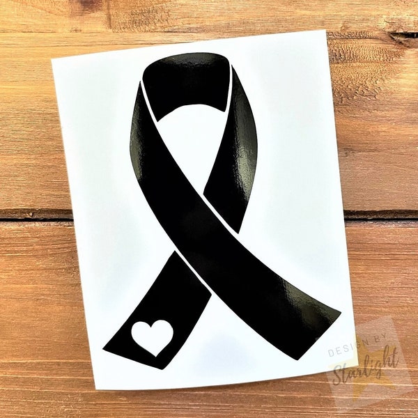 Cancer Ribbon - Melanoma - Skin Cancer - Black Ribbon Decal - Awareness Decal - Cancer Awareness - Vinyl Sticker