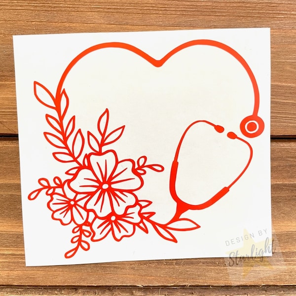 Floral Heart Stethoscope Decal - Medical Decal - Nurse Decal - Doctor Decal - Heart Stethoscope