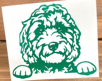 Labradoodle Dog Decal - Peeking Labradoodle - Labradoodle Sticker - Dog Decal - Dog Sticker