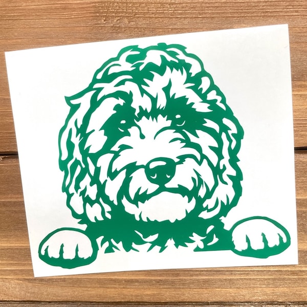 Labradoodle Dog Decal - Peeking Labradoodle - Labradoodle Sticker - Dog Decal - Dog Sticker
