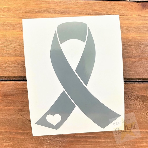 Cancer Ribbon - Brain Cancer - Gray Ribbon - Awareness Decal - Cancer Awareness - Vinyl Sticker