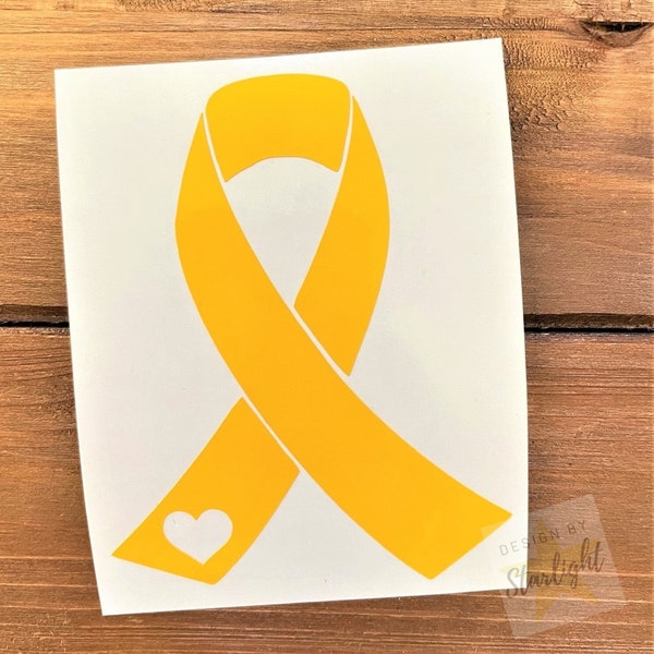 Cancer Ribbon - Bone Cancer - Yellow Ribbon - Awareness Decal - Cancer Awareness - Vinyl Sticker