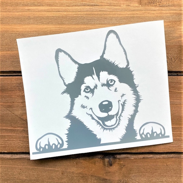 Husky Decal - Peeking Husky - Siberian Husky - Husky Sticker - Dog Decal - Dog Sticker