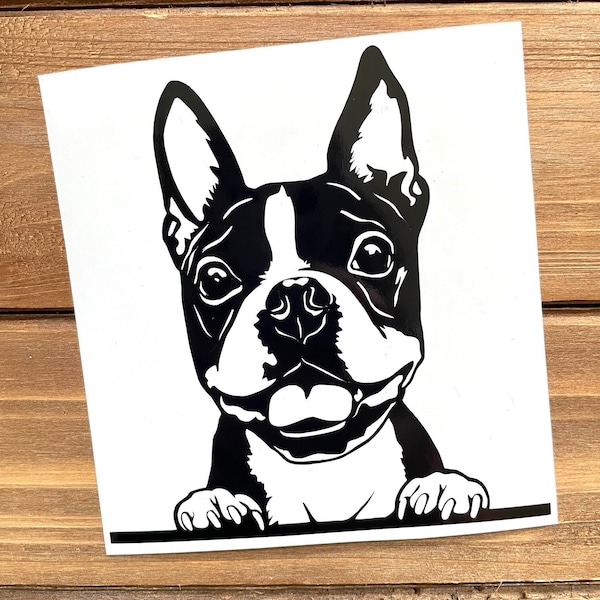 Boston Terrier Decal - Peeking Boston Terrier - Boston Terrier Sticker - Dog Decal - Dog Sticker